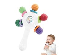 Baby Teething Ring Food Quality, Baby Sensory Toys 0-6 Months BPA - Free Baby Rattles Grip Strengthening Early Educational Nuby Teether Anti-Strangling Design for Newborn Boys and Grils (White)