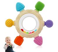 Baby Teething Rings Toys for 0-6 6-12 Months Baby Rattle Teether Sensory Toys for Babies 0-24Months Silicone Teether Relief Chew Soothing Sore Gums for Newborn Infant Essentials BPA Free