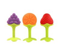 Baby Teething Toys Soft Silicone Fruit Shape Grape Strawberry Orange Teether 3Pcs