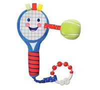 Baby Tennis Racket and Ball | Clip-on-Toy | Suitable from Birth | On the Go or at Home | Squeaks, Rattles, Crunches - Sporty Sensory Toy | A Baby Gift | the Little Sport Star Toy Collection