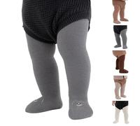 Baby Thermal Leggings Thin Solid Knitted Tights Boys Girls Thermal Thick Plain Stockings Winter Warm Cozy Ballet Pantyhose Cable Knitted Cotton Trousers (Beige, 6-12 Months)