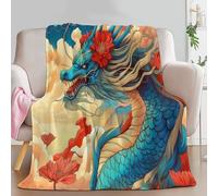 Baby Throw Blanket (39 × 51 inch), Super Soft & Cosy Fleece in Blue - Warm Snuggy Cartoon Mysterious Animal Blue Dragon Flannel Blanket for Bedding Couch and Travel