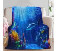 Baby Throw Blanket (39 × 51 inch), Super Soft & Cosy Fleece in Dark Blue - Warm Snuggy Coastal Animal Shark Flannel Blanket for Bedding Couch and Travel