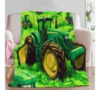 Baby Throw Blanket (39 × 51 inch), Super Soft & Cosy Fleece in Green - Warm Snuggy Farm Exquisite Green Tractor Flannel Blanket for Bedding Couch and Travel