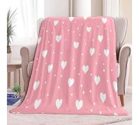 Baby Throw Blanket (39 × 51 inch), Super Soft & Cosy Fleece in Pink - Warm Snuggy Simple Heart Polka Dots Flannel Blanket for Bed Couch and Travel