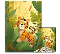Baby Tiger in Jungle 1000Pc Adults Jigsaw Puzzle Challenging Puzzles Brain Teaser & Home Decor Perfect 1000 PCS(75x50cm)