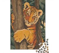 Baby Tiger in Tree Jigsaw Puzzles Puzzles for Adults Kids. 1000 Piece Whimsical Challenge Toy Educational Games Home Decoration for Adults& Kids Age 14 Years Up 70x50cm/1000pcs