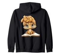 Baby Tiger Open Book Reading Graphic Portrait Oversized Zip Hoodie