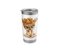 Baby Tiger Open Book Reading Graphic Portrait Round Glasses Stainless Steel Insulated Tumbler