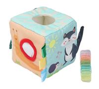 Baby Tissue Box Toy Soft Colorful Early Learning Hand Eye Coordination Sensory Play for Infants and Toddlers Cloth Material Includes 10 Silk Scarfs (Yellow)