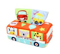 Baby Tissue Box Toy with Crinkle Tissue Papers, Sensory Toy, Unbreakable Tissue Box, Early Learning Toy for Babies (Bus Model)