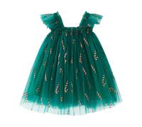 Baby Toddler Clothes Girl Christmas Outfit,Bowknot Long Sleeve Princess Dresses Fancy Dress For Teens Head Bands Xmas Outfit Elf Costume Kids Winter Party Hats (D#Dark Green,18-24 Months)