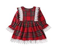 Baby Toddler Clothes Girl Christmas Outfit,Bowknot Long Sleeve Princess Dresses Fancy Dress For Teens Head Bands Xmas Outfit Elf Costume Kids Winter Party Hats (E#Red,18-24 Months)
