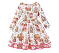 Baby Toddler Clothes Girl Christmas Outfit,Girls Dresses Ruffle Long Sleeve Kids 1St Outfit Plus Size Costumes Newborn Birthday Party Pageant Baptism Christening (2#Pink,5-6 Years)