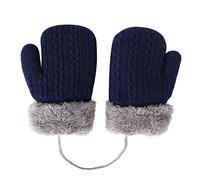 Baby Toddler Cute Winter Thicken Knitted Magic Mittens Gloves with Fleece Lining Insulated Snow Cold Weather Fluffy Mittens with Anti-Lost String for Girls Boys Age 1-4Years Xmas Gift