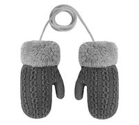 Baby Toddler Cute Winter Thicken Knitted Magic Mittens Gloves with Fleece Lining Insulated Snow Cold Weather Fluffy Mittens with Anti-Lost String for Girls Boys Age 1-4Years Xmas Gift (Dark Grey)