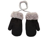 Baby Toddler Cute Winter Thicken Knitted Magic Mittens Gloves with Fleece Lining Insulated Snow Cold Weather Fluffy Mittens with Anti-Lost String for Girls Boys Age 0-4Years Xmas Gift