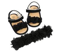 Baby Toddler Girl Rose Princess Sandals The Floor Non-Slip First Prewalker Shoes Headband Set of 2 Kids Shoes Boys 23, black, 9-12 Months