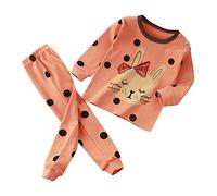 Baby Toddler Girls Lovel Bunny Pajama Sets Cotton Long Sleeve js Clothes Sleepwear Pants (Orange, 18-24 Months)