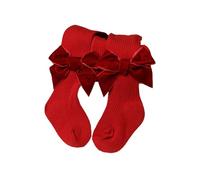 Baby Toddler Girls Tights Rib Knit Pantyhose Christmas Velvet Bow Knot Leggings Infant New Year Red Cotton Stockings Tight Pants (Red Velvet A, 2-4 Years)