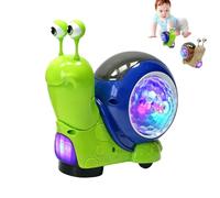 Baby Toddler Infant Luminous Snail Toy, Electric Tummy Time Toys Crawling Snail Musical Toys with Spining Lights, Light-Up Walking Dancing Moving Interactive Sensory Toy for Kids 3 Year+ (Green)