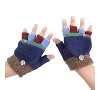 Baby Toddler Knitted Convertible Fingerless Gloves - Cartoon Warm Flip Top Mittens, Super Soft Windproof Cold-Proof Outdoor Gifts for Kids (3-8 Y)