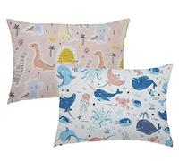 Baby Toddler Pillowcase 2 Pack, Cot Bed Pillow Pair Cases 40 x 60cm, 100% Cotton Soft Pillow Cover for Boys Girls Kids Bedding, Envelope Closure Machine Washable Travel Pillow Pillowcase