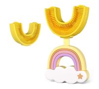 Baby&Toddler Toothbrush 2-12 Years, U-Shaped 360° Silicone Toothbrush for Kids, Chewable Soft Bristles, Full Mouth Cleaning, Includes 1 Brush + 1 Head (Orange, 2-6 Years)