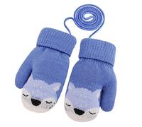 Baby Toddler Winter Warm Mittens Thicken Knitted Magic Mittens Cute Fox Knit Gloves with Furry Lining Hanging On Neck Mittens for Girls Boys Age 1-3Years Gift