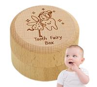 Baby Tooth Fairy Box - KeepSake Wooden Lost Teeth Storage | Savings Saver Cute Carved Boxes Fallen Memories Contator with Brush for Baby Girl Birthday Gift Ke