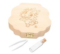 Baby Tooth Keepsake Box Wooden Deciduous Teeth Box | My First Tooth Box, Beige Finish, Dragon Pattern, Holds Foetal Hair, Kids Keepsake