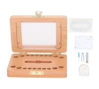 Baby Tooth Souvenir Box, Wooden First Teeth Keepsake Holder with Fetal Hair Storage, Compact Pine Wood Memory Box for Boys and Girls with Glass Vial and Tools