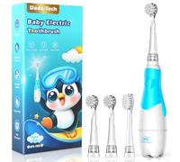 Baby Toothbrush Electric Toddler Toothbrush 0-2-3 Years Old Kids Electric Tooth Brush with LED Light 2 Minutes Timer Battery Operated Sonic Technology for Infant 6 Months and Up (Blue)