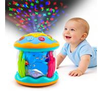 Baby Toy, 6-12 Months, Rotating Ocean Projector with Light, for 0-6-3-6 Months, Aquarium Crawling Toy, 4, 5, 6, 7, 8, 9, 12-18 Months, Easter Gift