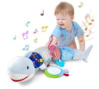 Baby Toys 0 3 6 9 12 Months New Born Baby Boy Girl Gifts, Caterpillar Sensory Musical Toys for 0-6 6-12 Months Old Babies, Tummy Time Toys Newborn Essentials (Shark)