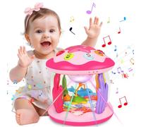 Baby Toys 6-12 Months Girl Gifts: Babies Ocean Rotating Light Up Musical Toys for Toddlers 1 2 Year Old Crawling Learning Infant Toy 6 7 8 9 10 11 12 Months Old Baby Girl Gift (Pink)
