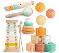 Baby Toys 6-12 months Montessori Toys for Babies 6-12-18 Months,Wooden Stacking Building Blocks,infant Teething toys Sensory Balls,Xylophone Musical Toy,Birthday Gift for Toddlers 1+ Year Old