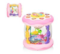 Baby Toys 6-12 Months, Ocean Rotating Light Up Toys with Music, Sensory Toys for 1 2 3 Year Old Boys Girls, Musical Toys 12-18 Months Crawling Learning Tummy Time Toys 1st Birthday Gifts (Pink)