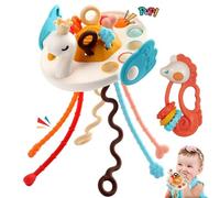 Baby Toys Early Educational Baby Swan Shape Hand Grab Chew & Pull-String Silicone Sensory Montessori Toy for Babies 6-12 Months - Soft Non-Toxic Teether & Motor Skill Development Baby Learning Toy