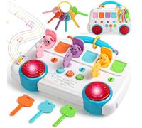 Baby Toys for 1 Year Old Girls Boys - 6 IN 1 Montessori Toys for 1 Year Old Girl Gifts Toddler Travel Musical Toys Busy Board With Animals Keys Educational Toy Birthday Gifts for 1 Year Old Girl Boy