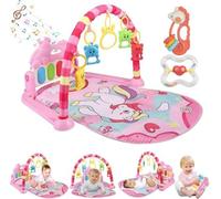 Baby Toys Infant Play Mat Baby Activity Gym with 5 Sensory Learning Toys, Soft Kick & Play Piano Keyboard, Interactive Musical Gym for Newborns 0-18 Months (Baby Care Gym)