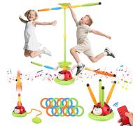 Baby Toys with Remote Control Stomp Rocket Launcher and 5-in-1 Multifunctional Outdoor Play Musical Jump Ring Toss Game Kids Activity Set for Toddlers