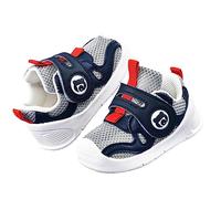 Baby Trainers 0-2 Years Summer First Walking Shoes Non Slip Soft Sole Shoes Lightweight Mesh Flat Shoe Cartoon Pattern Running Shoe Fashion Slip On Trainers for Girls Boys Wide Fit Crib Trainer Grey