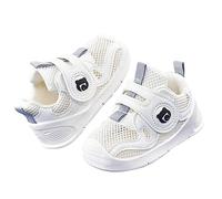 Baby Trainers 0-2 Years Summer First Walking Shoes Non Slip Soft Sole Shoes Lightweight Mesh Flat Shoe Cartoon Pattern Running Shoe Fashion Slip On Trainers for Girls Boys Wide Fit Crib Trainer White