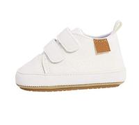 Baby Trainers for Infants Soft Slip Shoe with Rubber Sole Ideal for First Walking Trials Non-Slip Children's Shoes Rubber Comfortable Walking Trainers for Boys Girls, White, 0-6 Months
