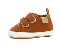 Baby Trainers for Infants Soft Slip Shoe with Rubber Sole Ideal for First Walking Trials Non-Slip Children's Shoes Rubber Comfortable Walking Trainers for Boys Girls, brown, 0-6 Months