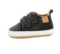 Baby Trainers for Infants Soft Slip Shoe with Rubber Sole Ideal for First Walking Trials Non-Slip Children's Shoes Rubber Comfortable Walking Trainers for Boys Girls, black, 0-6 Months