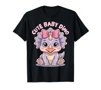Baby Triceratops Dino Girl in Pastel Purple with Bow Kids T-Shirt