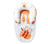 Baby Tummy Time Pillow & Seated Support Soft Cute Tummy Time Play Mat Developmental Playmat for 0-6 Months Toddler Orange Bear