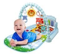 Baby Tummy Time Play Mat with Music & Light Kick and Play Piano Gym Mat with Rattle Pendant Baby Playmat for Babies 0-36 Months Blue Playmat